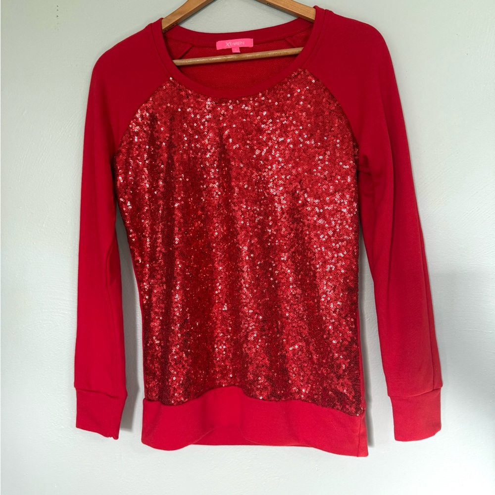Xtaren Red Sequin Long Sleeve